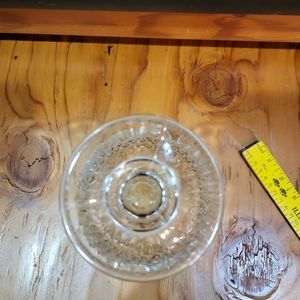 Clear Crystal Pedestal Candy Dish‎ with Diamond Cut Pattern Vintage 1960s